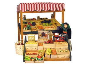 Euromini's Marktkraam + display Kant-en-klaar en geschilderd